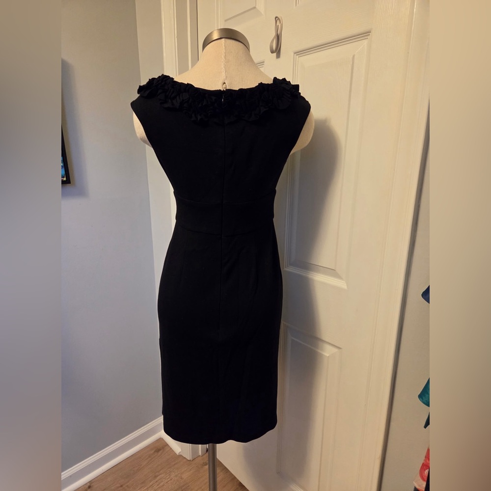 Maggy L - Vintage Classic Black Sleeveless Ruffle-Trim Dress - 4 - Picture 4 of 6